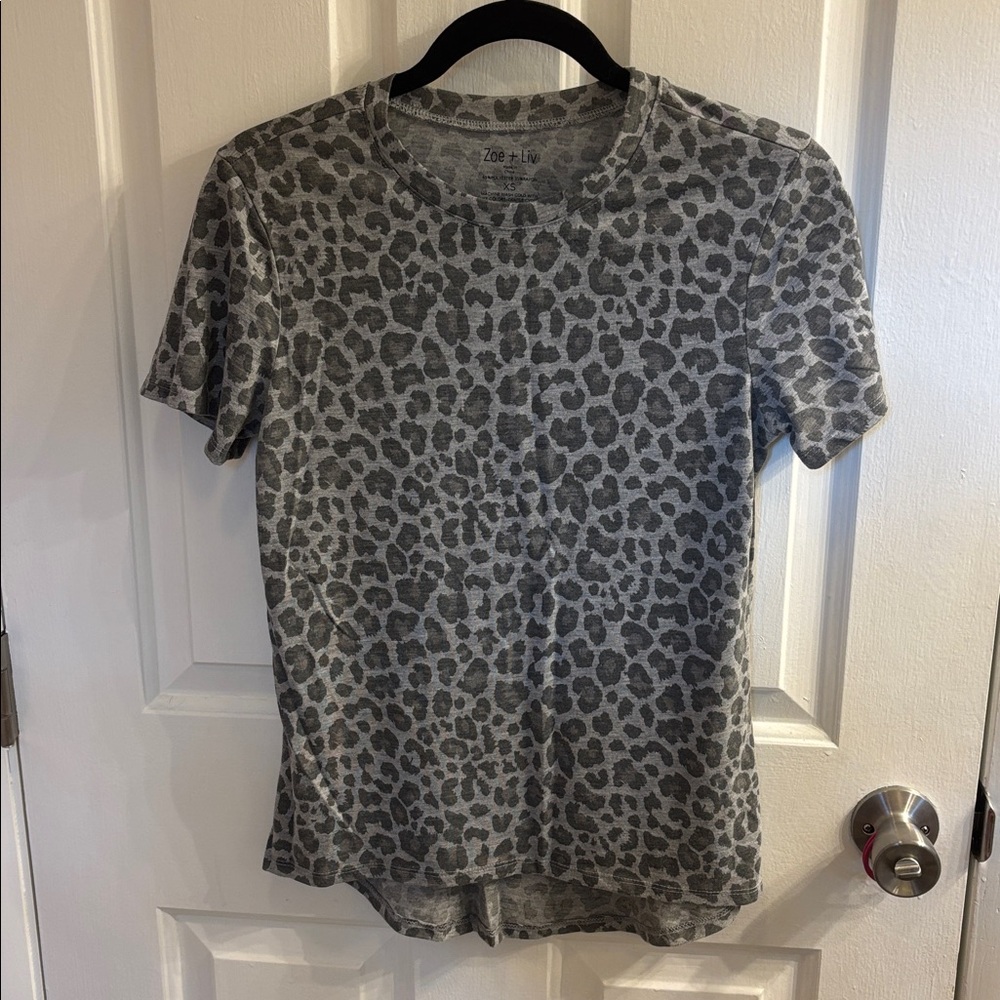 Zoe + Liv Gray Animal Print Tee